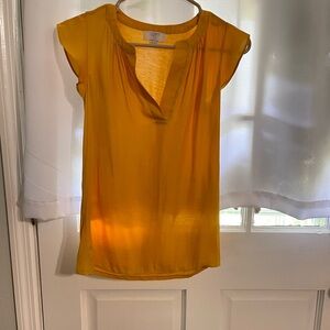 LOFT Yellow Flutter Sleeve Blouse